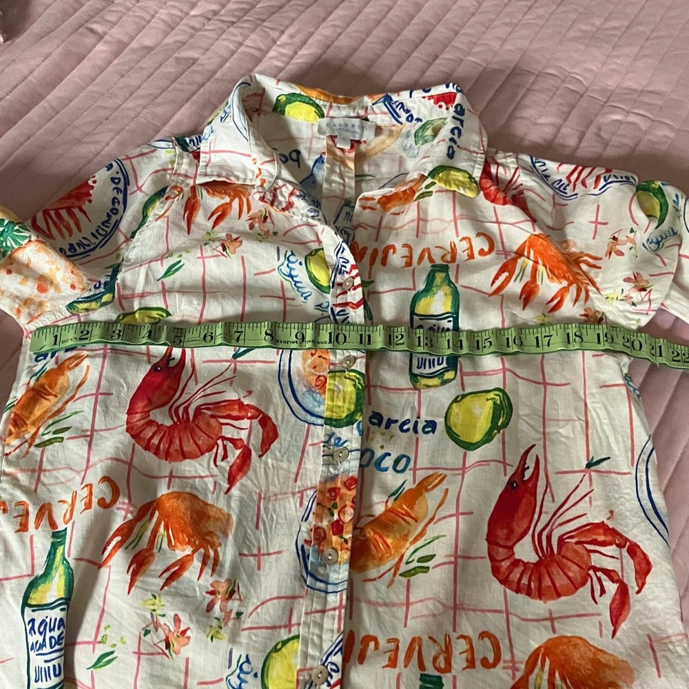 Colorful crawfish crab shrimp boil seafood themed shirt blouse Large - Picture 9 of 12
